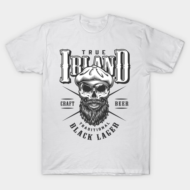 Bearded Skull With Cap T-Shirt by Seedsplash